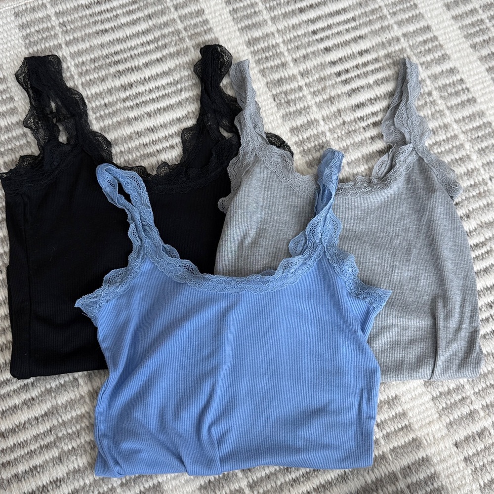 Gap Mini Rib Lace PJ Tank Top set of 3
